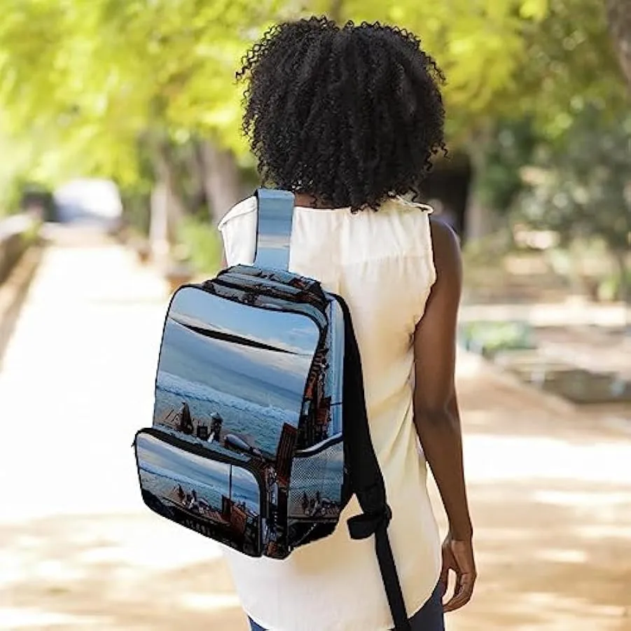 suojapuku Zaino da donna per college,borsa da viaggio zaino classico,Spiaggia vista mare,Zainetto casual leggero 205106904