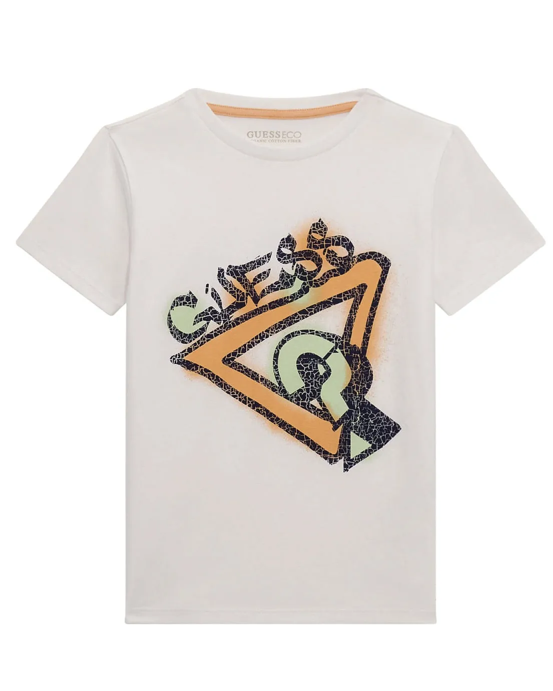 T-shirt bianca in cotone a maniche corte con stampa logo graffiti colorata 10-16 anni
