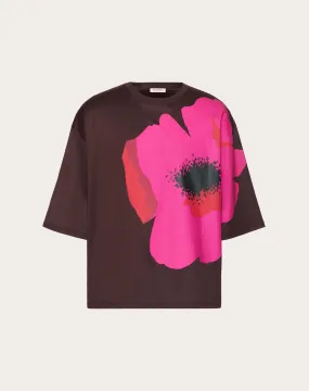 T-SHIRT IN COTONE MERCERIZZATO CON STAMPA VALENTINO FLOWER PORTRAIT