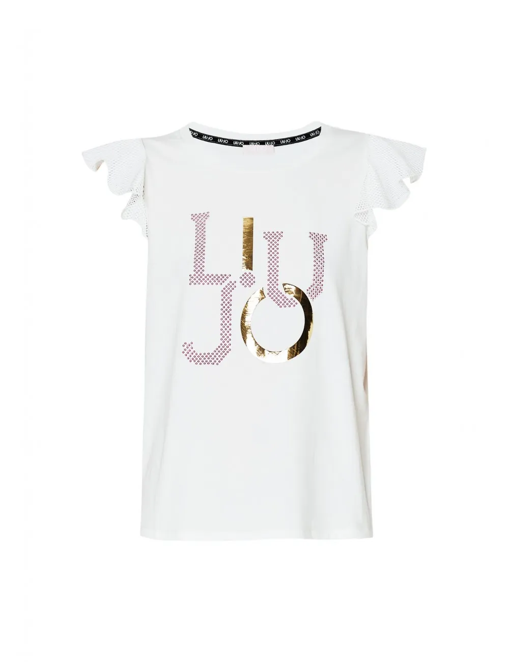 TA4269 TOP IN JERSEY CON LOGO LIU JO DONNA MAGLIA MAGLIETTA T SHIRT WOMAN BIANCA