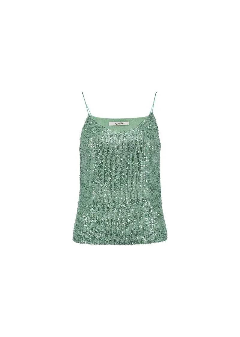 Top in jersey con paillettes