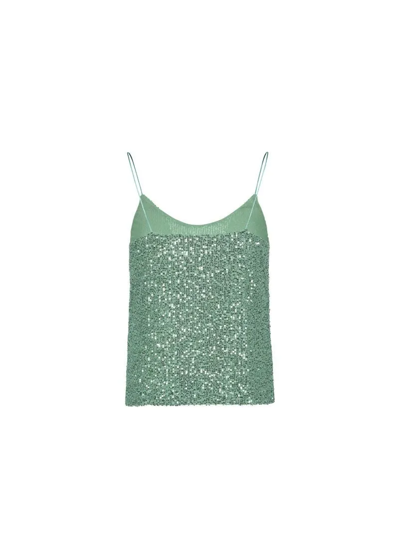 Top in jersey con paillettes