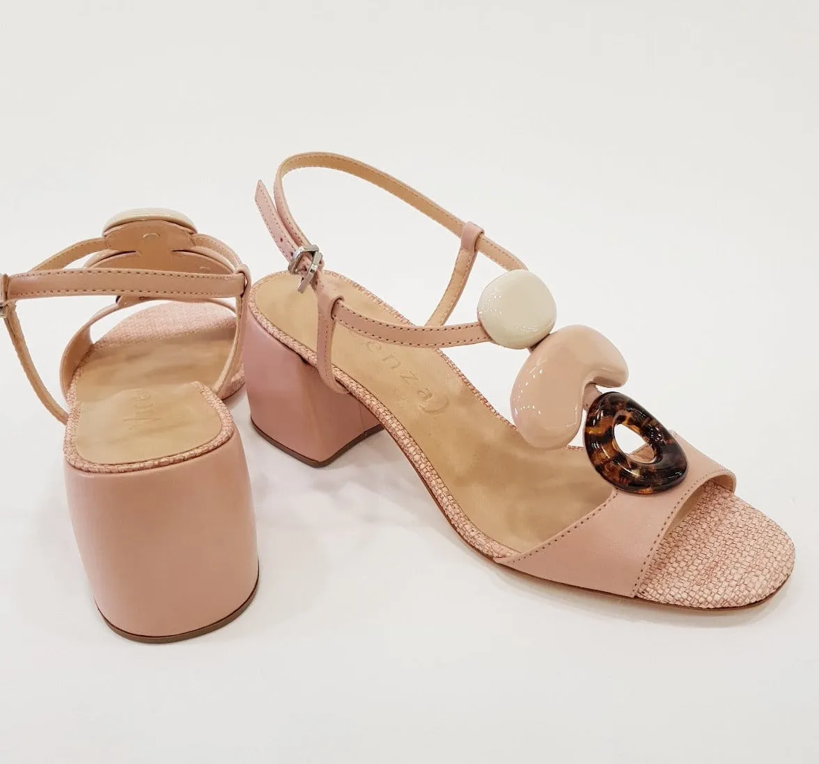 VICENZA SANDALO TACCO ALTO 6,5 CM. PELLE NUDE ACQUA RIF.58