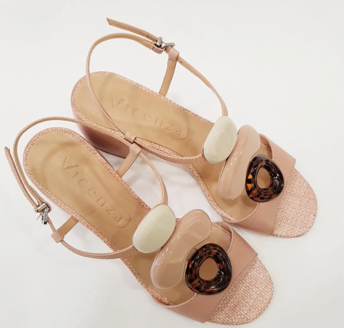 VICENZA SANDALO TACCO ALTO 6,5 CM. PELLE NUDE ACQUA RIF.58