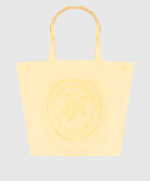 Vilebrequin Borsa da spiaggia Babel in lino giallo BBLH3104W