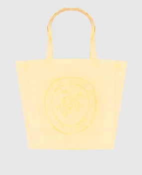 Vilebrequin Borsa da spiaggia Babel in lino giallo BBLH3104W