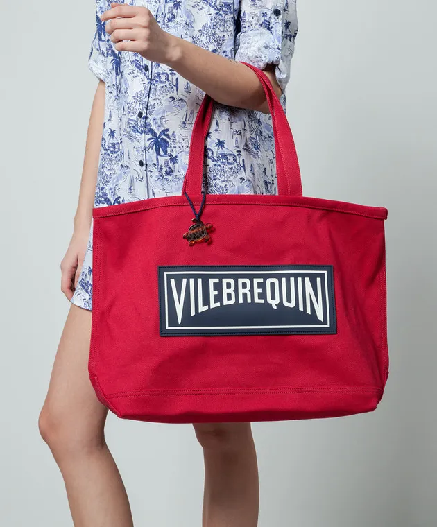 Vilebrequin Borsa da spiaggia BRITBAG rossa con logo BRGU3100