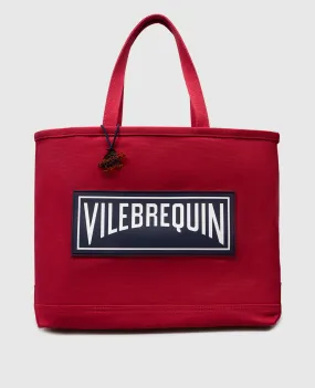 Vilebrequin Borsa da spiaggia BRITBAG rossa con logo BRGU3100