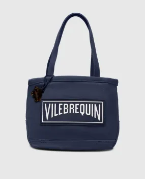 Vilebrequin Borsa da spiaggia MARINE blu con logo BREU3100