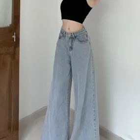 Zoki Hip Hop Streetwear Jeans a zampa d'elefante Pantaloni larghi in denim a vita alta oversize da donna Pantaloni a zampa grand